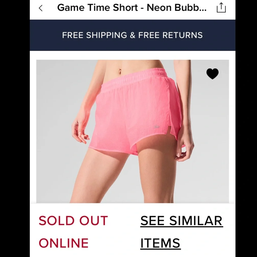 NWT AUTHENTIC ALO YOGA Bubblegum Pink GAME TIME SHORTS SAME DAY SHIP! - Picture 2 of 9